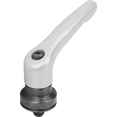 Kipp Adjustable Handle W Clamp Force Intensif Size:3 M10X30, Zinc Silver Met, Comp:Steel Black Oxidized K1599.3103X30